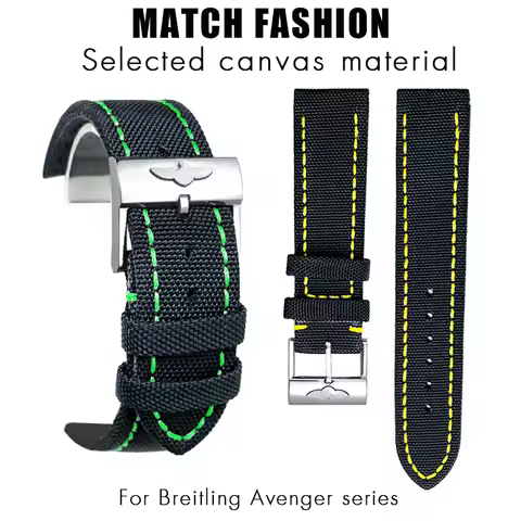 Nylon Cowhide Composite Watch Band for Breitling Avenger Challenger NAVITIMER CHRONOMAT SUPEROCEAN 2