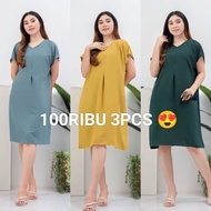 3 PCS 100 RIBU DRESS MOLA BAHAN RAYON GRADE A TERBARU 2024