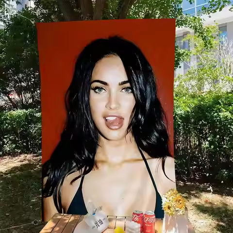 Megan Fox Actor Cartoon Flag Art Science Fiction Room Home Decor Wall Hanging Home Decor Banner