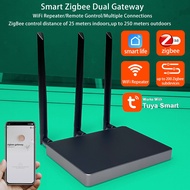 Tuya Zigbee Dual Gateway Enhanced Signal Smart Home Hub One Key Replacement Work Alexa Big House Vil