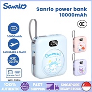 【CCC certification】Sanrio 10,000 mAh Power Bank with Cable Pocket Power Bank 22.5W Fast Charging LED