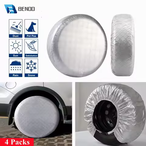 4 Packs Adjustable 19"-36" Silver Wheel Tire Covers for Sedan RV Camper Van SUV Wheel Oxford Waterpr