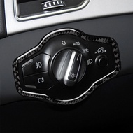 Real Carbon Fiber Car Headlight Switch Decorative Frame Sticker For Audi A4 B8 A5 Car Decal Interior Accessories