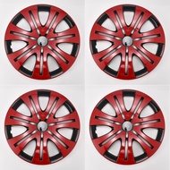 4pcs 16 inch Car Wheel Trim Covers for R16 Steel IronHub Rims, Glossy Red ABS Hub Caps Wheel Rims Ca