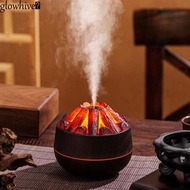GLOWHIVE​ Powered Charcoal Humidifier, Creative with Night Light Flame Wood Grain Humidifier, Aesthe