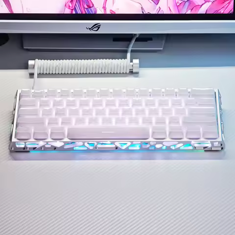 136 Keys Crystal Keycaps Side Print Jelly White OEM Height PBT Double Shot for Mechanical Keyboard A