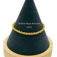 GC7 Merlin Goldsmith 22K 916 Gold (3mm) Hollow Rope Bracelet (HRB-3GM+)