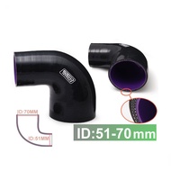 2"-2.75" 51mm-70mm 4-Ply Silicone 90 Degree Elbow Reducer Hose BLACK For BMW f20 1 series