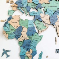 Large 3D Wood World Map New Home Office Decorations Gift Ideas for Travel enthusiasts Wooden Wall Si
