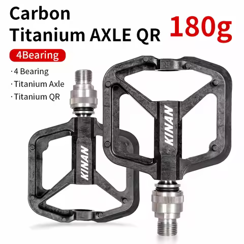 Road Bicycle Carbon Pedal Titanium Axis QR Pedal 180G 4Bearing 85x88MM Ultralight Quick Release Non-