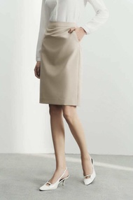 G2000 กระโปรงผู้หญิงสีเบจ กระโปรงทรงยาวสำหรับผู้หญิง (ยาว 25 นิ้ว)