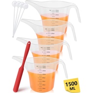 4 Pack 1500ml/50oz Long Spout Funnel Pitcher with Stirring Rods – Measuring Cups for Resin, Paint, E