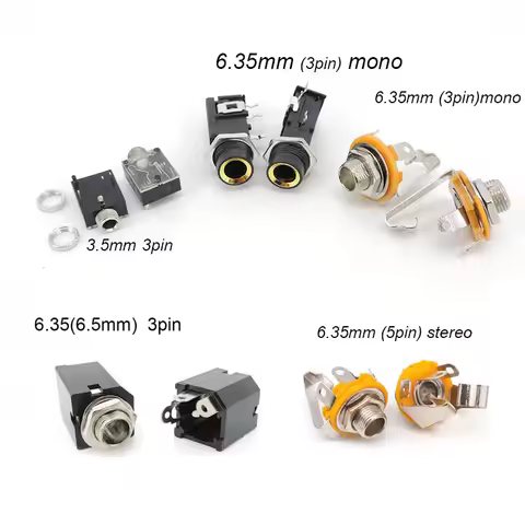 PJ Series Headphone PCB Mount female Jack socket 6.35mm 6.5 1/4" 3.5mm Audio Video Connector PJ-612A