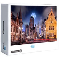 Night view of Ghent Belgium Saint Nicholas Church Jigsaw Puzzle 1000 Pieces Home Decoration Scheldt 