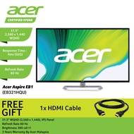 Acer EB321HQ U 32" WQHD 60Hz IPS Monitor ( HDMI, DP, DVI, 3 Yrs Wrty )