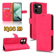 เคสเกราะกันกระแทกสำหรับ Z9Turbo Z9X Z9 IQOO 5G 4G 2024เคสโทรศัพท์ผิวสัมผัสปกหนังพลิกฉากยึดแม่เหล็กเค