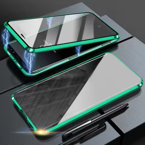 360 Double Glass Metal Case For Huawei P20 P30 P40 Pro Lite P50 Magnetic Cover For Honor 400 Pro 70 