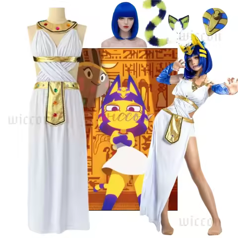 2025 Ankha Queen Dresses Game Animal Crossing Role Play Uniform Cosplay Costumes Egyptian Halloween 