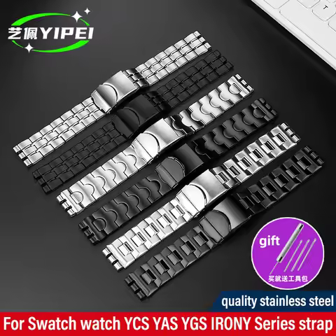 For Swatch strap YVS YCS YAS YGS IRONY Series stainless steel watch band 17 19mm 21mm men women meta