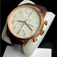 CLEARANCE SALE! Fossil Watch FS4987 Rose Gold Brown Leather Watch For Men NO BOX