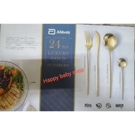 Abbott 24pcs Luxury Gold Cutlery set. High quality stainless Steel materials with hotel grade