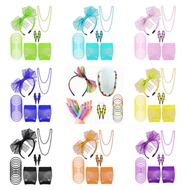 BlessU Girls Costume Accessories Set Dress Necklace 80s Fancy Earrings Headband 80s Party Retro Fish