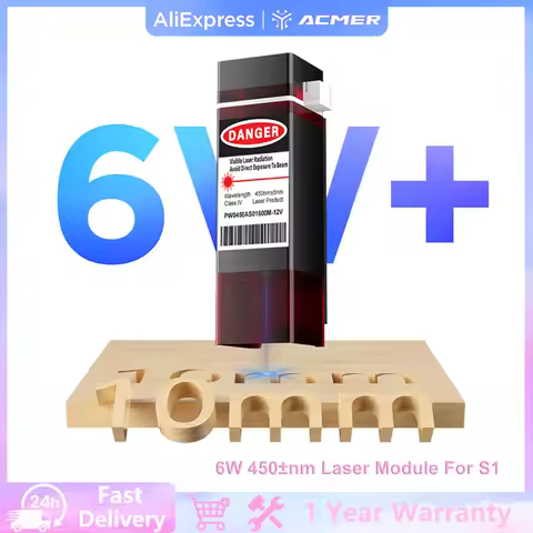 ACMER S1 6W 450±nm Laser Head For Mini Engraving Machine Laser Cutting Wood Acrylic Upgrade Blue Lig