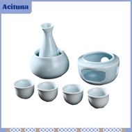 Ceramic Sake Set with Warmer Pot Gift Kit 4 Cups Creative Sake Bottle Drinkware Chinese Sake Set for