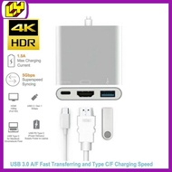 Type C 3.1 USB HDMI 4K Type C 3.1 to HDMI/ USB3.0/Type C power supply Female Multiport Charger Adapt