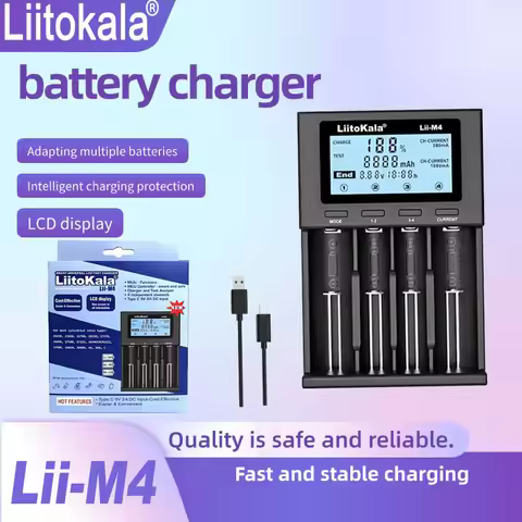 LiitoKala Lii-M4 18650 LCD Test Capacity Suitable battery Charger For 3.7V 26650 18350 21700 18500 1