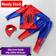 Spider Man 2-12 years Kids Boy Swimming Suits Swimwear 2 Piece/set + Free Swim Cap /Baju renang buda