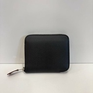 HERMES W刻 黑絲巾短夾