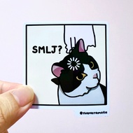 (SG) "smlj" singlish cat meme waterproof vinyl sticker (1 Piece)