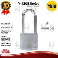 (LONG SHACKLE) YALE Y120B/50/163/1 50MM BORON STEEL HIGH SECURITY OUTDOOR LONG BRASS PADLOCK