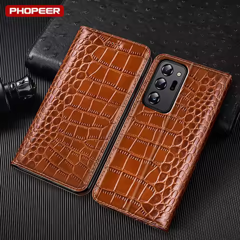 Genuine Leather Magnetic Flip Cover Case With Card Slot For Samsung Galaxy Note 20 10 9 8 7 5 Plus U