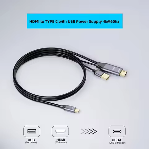 HDMI to USB C Cable Adapter 4K@60Hz Transfer Converter HD Data Connection for Laptop HDMI Connect Ty