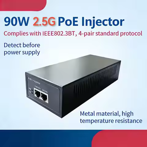 IEEE 802.3bt PoE++ Injector 90W 2.5G Multi-Gigabit Metal Case,Active PoE Power Supply Adapter 48V fo