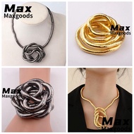 MAXG Flexible Choker, Silver Color Twistable Bendable Snake Necklace, Punk Alloy Gold Color Bracelet
