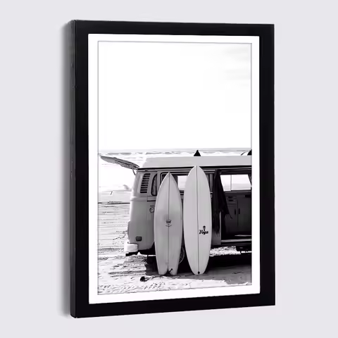 A4 13x18cm 6x8 Black Photo Frame With Nordic Poster Canvas Painting Beach Sea Palm Leaf Boat Horse P