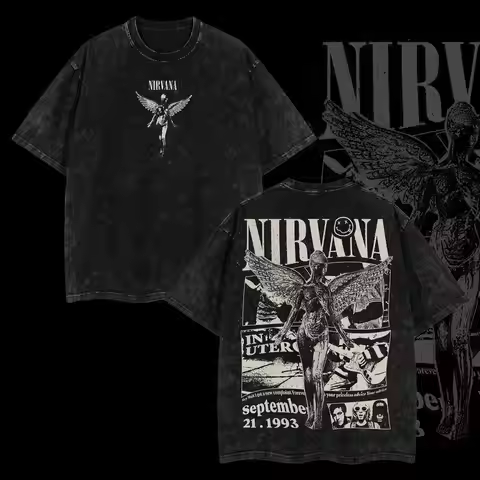 Vintage Nirvana Rock Band Tee Retro Music Graphic T-Shirt – Unisex Casual Streetwear for Rock Lovers