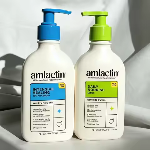 New AmLactin Green Daily Nourish Lotion For Normal To Dry Skin Blue Intensive Healing 15% AHA Lotion