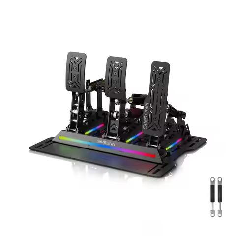 SIMSONN Black-PRO X P3-H3-Plate Latest Style Racing Simulator Pedals with LED Ambient Light with Com