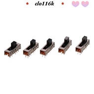 ELOK 5pcs Toggle Switch, 10P 2P4T 5mm Toggle Micro Slide Switch, Miniature SS-24E01 4 Position Verti