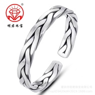 ouTang 9999 sterling men's hand woven Fried Dough Twists opening solid smooth lovers personality silver bracelet Fashion Bangle Bracelets