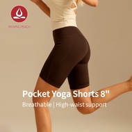 MOVING PEACH Women Sports Middle Pants High waist Yoga Bottom with Pockets ACE