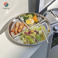EMERAY Divided Plates, 9" inch 304 Stainless Steel Portion Control Plates, Multifunctional Reusable 