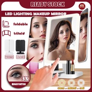 LED Lighting Trifold Makeup Mirror With Magnifying And 3 Colour Lighting Modes Touch Control Brightn
