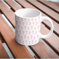 PINK Croquette Ribbon Ceramic Mug Gift for Women, Girl, Beautiful Cup Glass