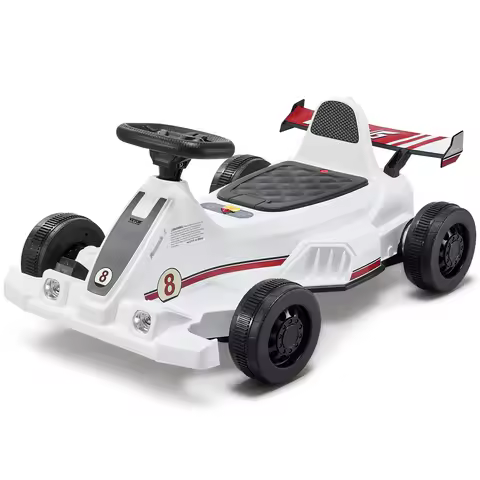 SucceBuy 6V 4.5Ah Electric Pedal Go Kart Portable Outdoor Racing Toys 20000 RPM Motor with LED Headl