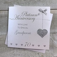 White Cotton Cards Special Grandparents 70th Wedding Anniversary Card - Platinum LLA70-GP